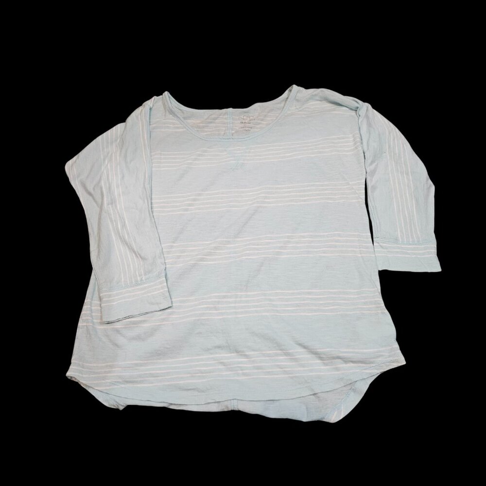 Old Navy Light Blue Striped 3/4 Sleeve Tee – Size Medium – Casual Top